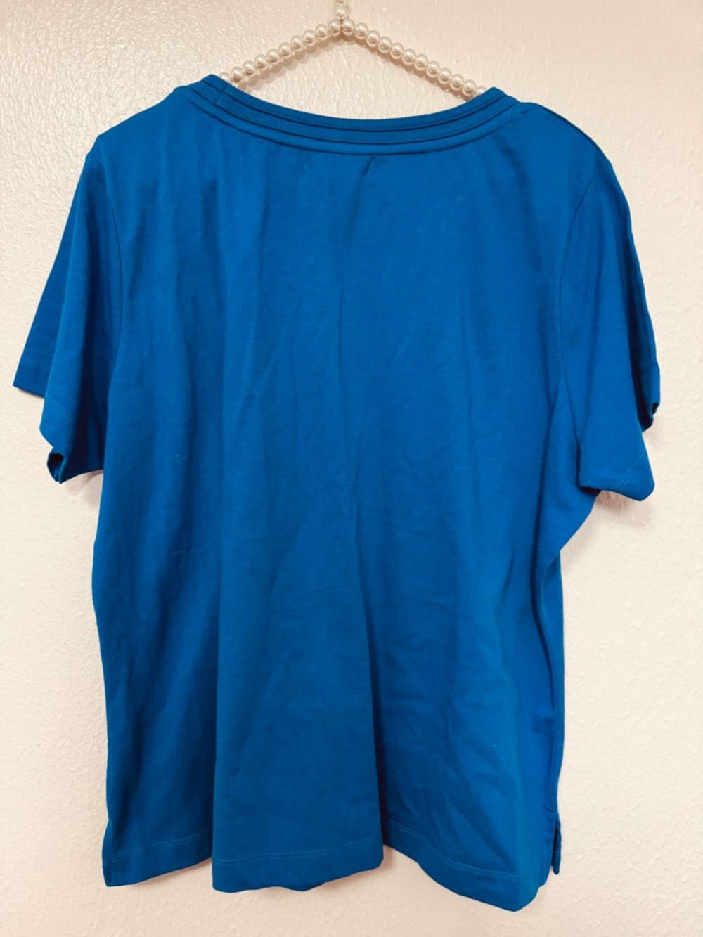 A la Carte Silver Embellished Trim Short Sleeve Tee in Royal Blue - Picture 2 of 9